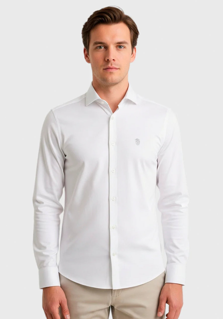 Camisa Manga Longa Super Slim Básica com Elastano